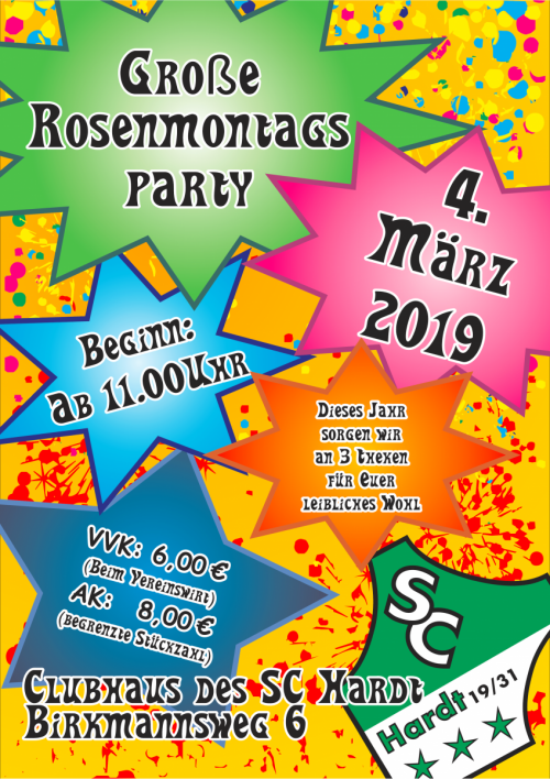 SC Hardt Rosenmontagsparty 2019