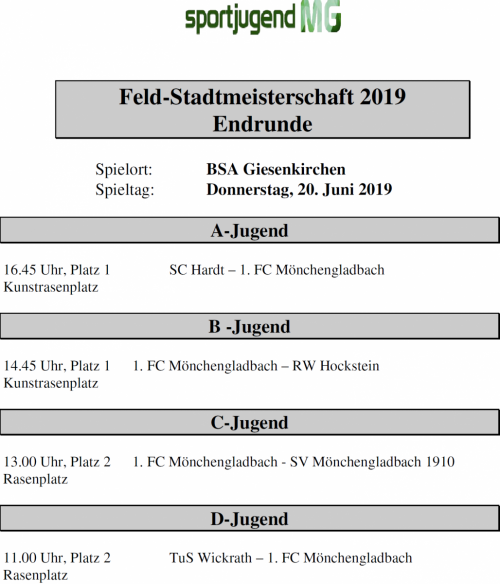 Finale der Feldfußball-Stadtmeisterschaften 2019 in Hardt
