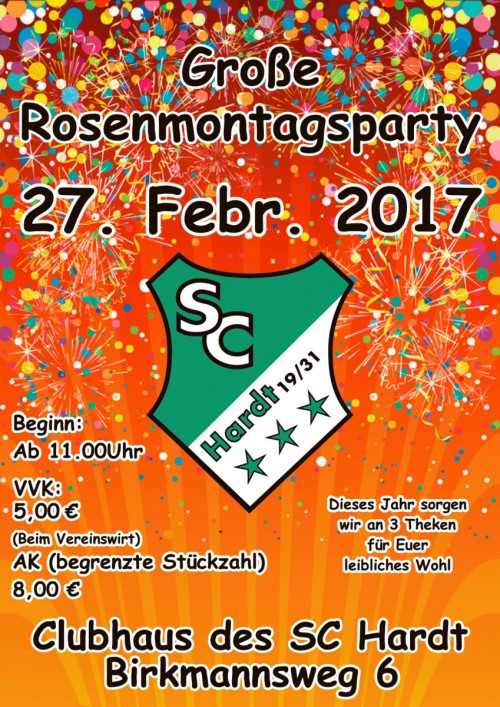 SC Hardt Rosenmontagsparty 2017