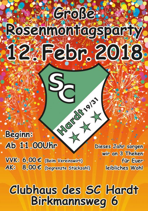 SC Hardt Rosenmontagsparty 2018