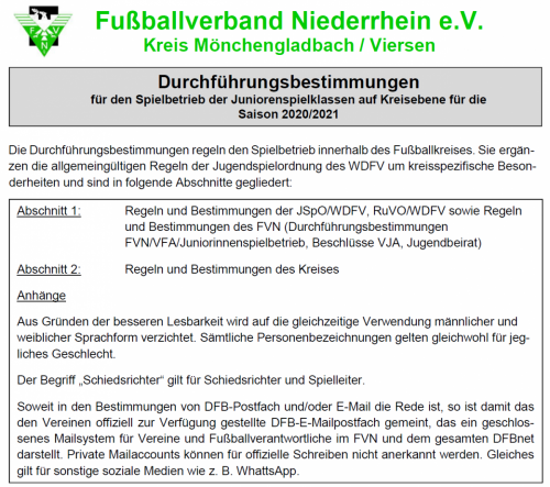 SC Hardt informiert: Durchführungsbestimmungen 2020/2021
