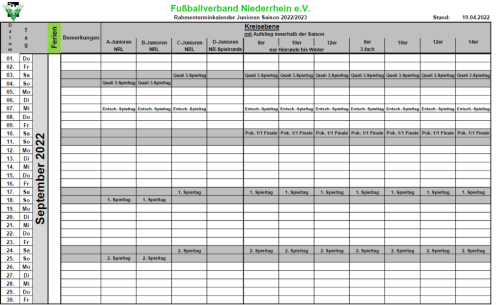 Schon mal vormerken die neue Saison startet am 21.08. (Mädchen) 17.09. (Jungs)