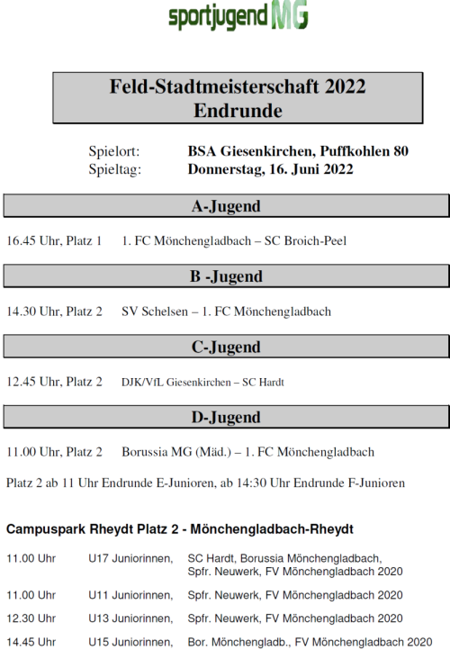 B-Juniorinnen und C-Junioren Endrunde Feld-Stadtmeisterschaft 2022