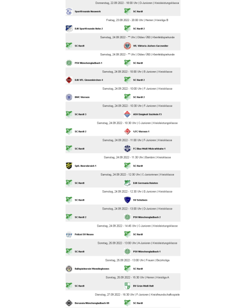 16 Spiele (8 Heimspiele) unserer Teams von heute bis Dienstag (Ü50 wird verlegt)