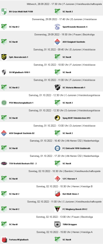 16 Spiele (10 Heimspiele) unserer Teams von heute bis Sonntag