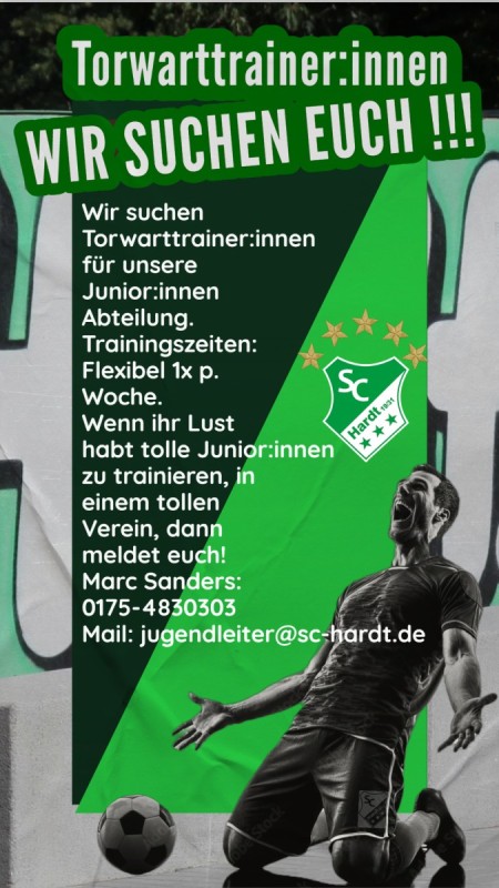 WIR SUCHEN !!! Torwarttrainer:innen für unsere Junior:innen !