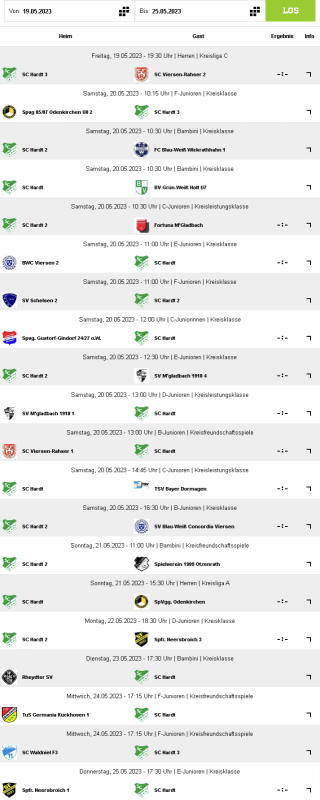 20 Spiele (10 Heimspiele) unserer Teams von heute bis Donnerstag