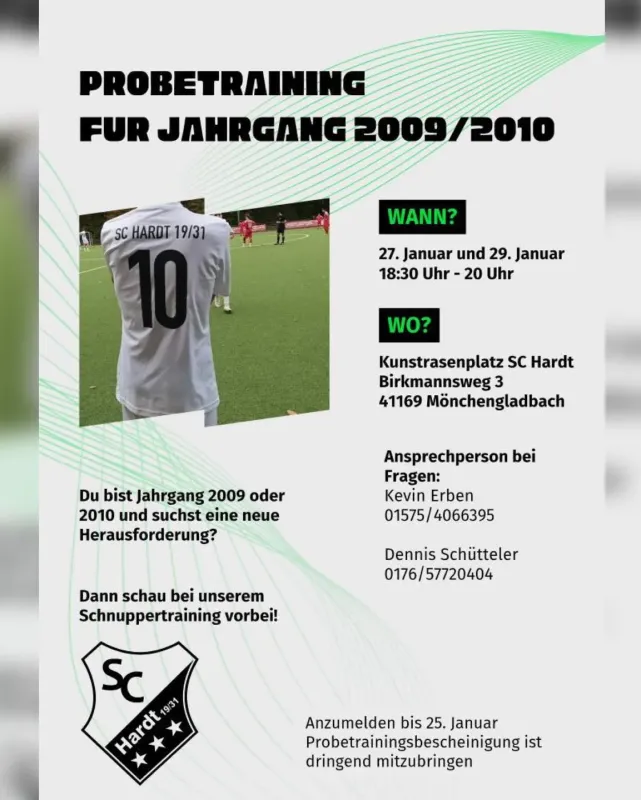 Probetraining für Jahrgang 2009/2010