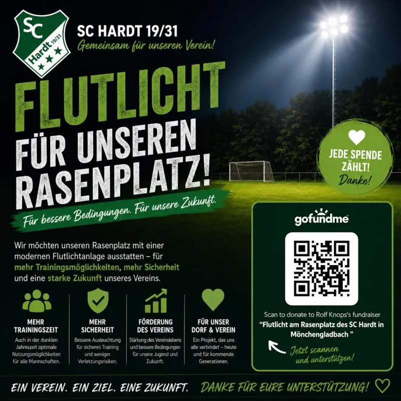 FLUTLICHT FÜR UNSEREN RASENPLATZ! MACH MIT: