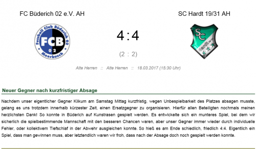 Alte Herren: Neuer Gegner nach kurzfristiger Absage