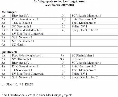 A- und B-Junioren erneut in Leistungsklasse