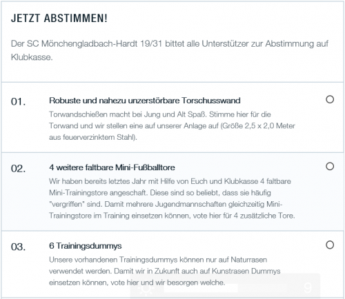 Abstimmung zur 2. Ausschüttung bei Klubkasse