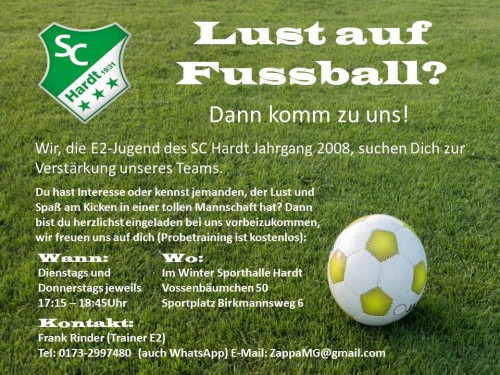 Lust auf Fussball? Dann komm zu uns!