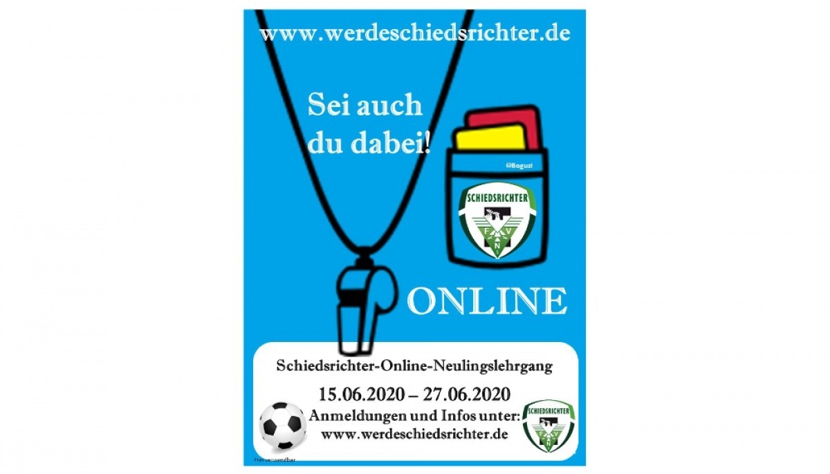 Digitaler und kostenloser Schiedsrichter-Neulingslehrgang im FVN