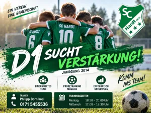 ⚽ VERSTÄRKUNG GESUCHT – D1-JUNIOREN 💚🤍